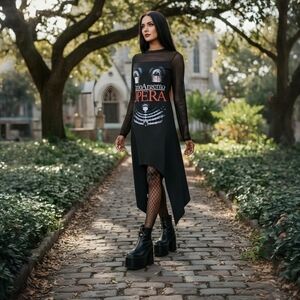 Killstar ✦ Opera Mesh Dress ✦ Dario Argento Horror Eyes Gothic Long Sleeve Mesh